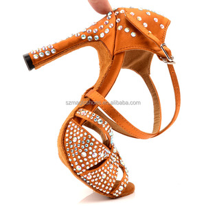 Wedopus Scarpe da ballo in cristallo Bronzo <span class=keywords><strong>Tacco</strong></span> alto 4 pollici Sandali da ballo in raso da donna Suola morbida - Product Image 3