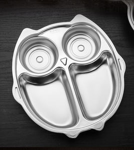 Plateau de service à compartiments profonds DD080 pour la maison, plateau à compartiments en acier inoxydable 304 pour la maternelle, assiettes à compartiments pour bébé, dessin animé - Product Image 2