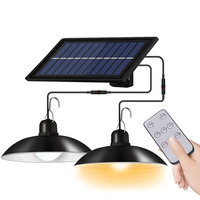 Outdoor Double Heads Solar Power LED Pendant Light with Remote Control
