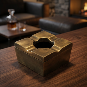 Square Brass Desktop <b>Ashtray</b> <b>Vintage</b> Style Home Decor - Product Image 3
