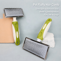 Brosse démêlante pour animaux de compagnie avec picots ronds, peigne à aiguilles en acier inoxydable pour toilettage chien et chat, élimine les nœuds et les poils lâches