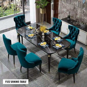 Modern Rectangle <b>Marble</b> <b>Top</b> Dining Table With Gold Metal Legs For Home Dining Room Furniture 6 Seater 085 DINING TABLE - Product Image 4
