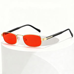 スクエアサングラス ヨーロッパ系アメリカン ハイエンド感 個性的な日焼け止め レトロファッション メタルグラス トレンド - Product Image 5