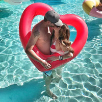 Bouée de bain gonflable en PVC en forme de cœur, flotteur romantique en forme de cœur pour couple, décoration pour fête estivale à la piscine ou à la plage