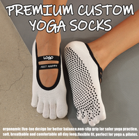 Chaussettes de yoga d'été tricotées à bout ouvert avec points antidérapants en caoutchouc, design à orteils séparés, logo sur le revers, pour adultes et jeunes