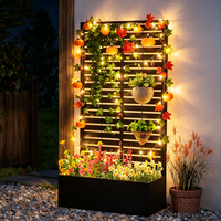 Jardinière en treillis d'aluminium de haute qualité, moderne, avec écran d'intimité thermolaqué et guirlande lumineuse LED, pour la fête de Thanksgiving