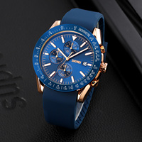 Jam Tangan Chronograph Kuarsa Paduan Baja Tahan Karat untuk Pria Fashion Kasual Dial Kaca 20mm Tali Silikon Penunjuk Tanggal Otomatis Olahraga