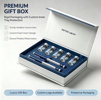 Boîtes personnalisées magnétiques de luxe pour peptides avec insert en éponge de velours, emballages recyclables pour flacons de peptides de 3 ml et 5 ml