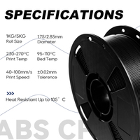 Filamen 3D Dowell Hitam ABS Serat Karbon Bahan Cetak 3D 2.85mm Kekuatan Tinggi Tahan Aus Filamen ABS CF