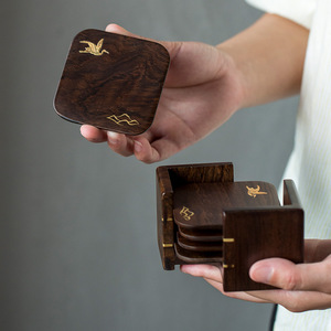 Chinese Style Wood Coaster <b>Set</b> <b>Square</b> Solid Wood Heat Insulating Tea Mat For Kung Fu Tea Ceremony Accessory - Product Image 4