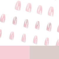 Haute qualité 24 pièces ongles courts en amande couverture complète français faux ongles fournitures Gel doux presse sur faux ongles ensemble