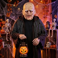 Masque en latex réaliste de zombie vieil homme, grand-père effrayant, rides profondes, dents peu denses, sourcils blancs, drôle, pour Halloween, masque intégral