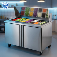 Table Réfrigérée Commerciale en Acier Inoxydable UL OEM Personnalisée pour Salades et Sandwichs de Restaurant avec Plateau