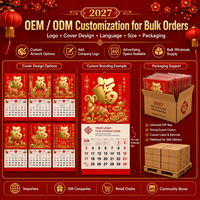 Calendrier mural lunaire chinois 2027 personnalisé avec logo, Année du Chèvre, calendrier promotionnel, vente en gros