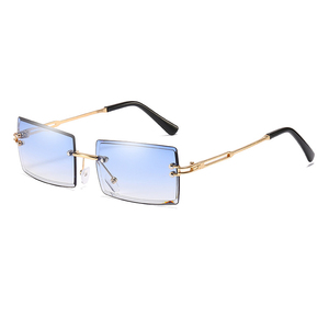 Lunettes de soleil de luxe de marque, style rétro, sans monture, en alliage, unisexe, pour femmes, avec logo métallique - Product Image 4