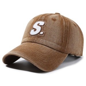 Gorra de Papá Bordada con la Letra S, 100% Algodón Lavado, 6 Paneles, Unisex, Ajustable, para Deportes Casuales al Aire Libre - Product Image 2