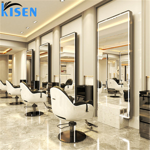 KISEN Stainless Steel Salon Display Cabinet Dressing <b>Table</b> And Storage Shelves Two-way Bathroom Makeup For Barber Shop Use - Product Image 2