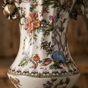 Vase en céramique chinoise de style moyen-oriental de luxe, vase à fleurs fait à la main, décoration de vase pour le salon - Product Image 3