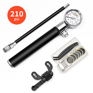 Pompa Sepeda Mini Genggam 210PSI dengan Pengukur 145g Ringan untuk Semua Sepeda dan Bola Aluminium - Product Image 1