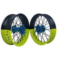Set Roda Supermoto CNC Aluminium Alloy 16 17 Inch Kuning Hitam Biru untuk KTM EXC SXF GasGas MC XE Husqvarna TE FE Motor Trail