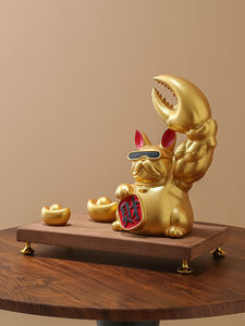 Bafanglai Artisanat sculpté haut de gamme en résine époxy, Ornement Chat porte-bonheur d'art populaire, Décoration d'intérieur pour salon, bureau et réception - Product Image 5