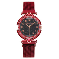Jam Tangan Quartz Kustomisasi Pabrik Terlaris, Jam Tangan Digital Wanita Bertema Langit Berbintang, Tali Magnetik