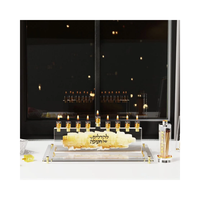 Support de bougie de Chabbat en Lucite, chandelier en acrylique avec gravure de bénédiction hébraïque, cadeau Judaica pour la table et les cérémonies juives