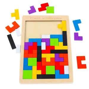 Blok 3D Jigsaw Puzzle Kayu Anak-anak Bentuk Mini Mainan Kayu Versi Tebal