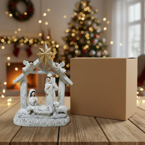 Nouvel ensemble de crèche de Noël, décoration de crèche d'intérieur, figurines de crèche sculptées et peintes à la main, scène avec bergerie - Product Image 1