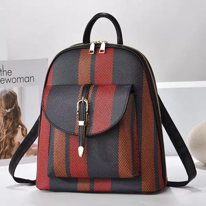 Lady's <b>Waterproof</b> Lightweight Large-Capacity Travel <b>Backpack</b> PU Material Contrasting Colors Ergonomic Back Support Fashion for - Product Image 3