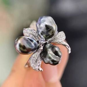 อุปกรณ์ทำเครื่องประดับมุก DIY 10536 แหวนเงินแท้ S925 พร้อมฐานตั้งเครื่องประดับเงินแฟชั่น สำหรับใส่ลูกปัดทรงกลมขนาด 8-10 มม. - Product Image 1