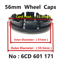 Tapa Central de Rueda de 56mm para VW, Compatible con R Golf, Motion, GTI, Polo, Touran, Octavia, 1J0 601 171, 6CD 601 171 y 6N0 601 171