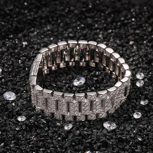 Pulsera de reloj con zirconia cúbica chapada <span class=keywords><strong>en</strong></span> oro para hombre y mujer, brazalete ostentoso, estilo Hip Hop, Unisex, 2021 - Product Image 4