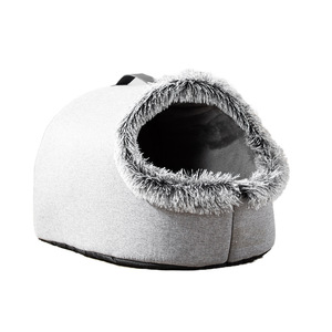 เตียงแมวแบบพกพา ขนสัตว์เทียมทรงกลม บ้านสัตว์เลี้ยงอุ่นๆ สำหรับแมวในบ้าน ดีไซน์แบบพกพา - Product Image 5