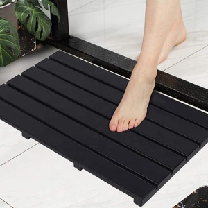 Alfombrillas antideslizantes de bambú para <span class=keywords><strong>baño</strong></span>, resistentes al agua, para bañera y suelo de madera, color negro - Product Image 2