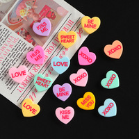 Breloque en résine à dos plat en forme de cœur, motifs 'Love Be Mine', XOXO, 'Miss You', 'Kiss Me', 'Sweet Heart', pour la Saint-Valentin, pour coques de téléphone et créations DIY