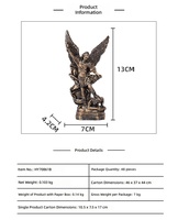 Statue de Saint Michel Archange peinte à la main de 13 cm, figurine religieuse catholique en résine, décoration de Noël, de Thanksgiving, de la maison et de l'église