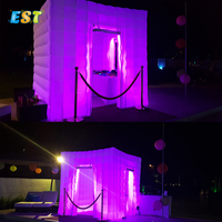 Cabina de fotos inflable con luz LED, caja de fotomatón personalizada en color blanco o negro, Logo personalizado impreso CN