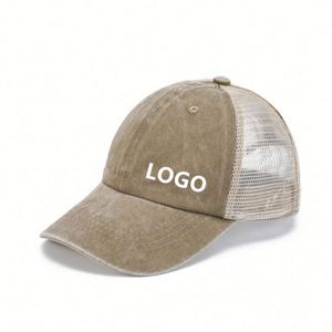 Vintage Washed Distressed Snapback Baseball <b>Hat</b> <b>for</b> Men Women Structured Cotton Soft Mesh Flexible Visor Promotion Gift - Product Image 1