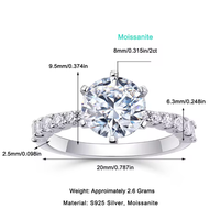 2026ZP Bague de fiançailles Halo en Moissanite, plaqué or 18 carats, argent 925, avec pierres latérales serties à griffes, style de luxe réaliste, pour soirée