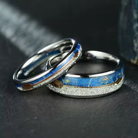 Bague de fiançailles Gentdes Jewelry prête à être expédiée, en bois d'orme de 8 mm, météorite artificielle et tungstène en forme de flèche, pour homme et femme