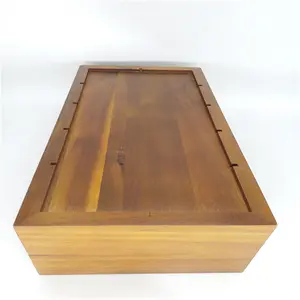 コンパートメント付きアカシア木製ティーコーヒーオーガナイザーボックス