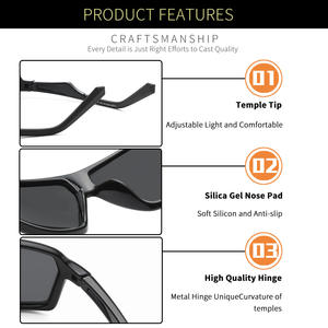 Lunettes de soleil sport grises Jack, monture TR90, verres polarisés UV400 TAC, design carré, style monture intégrale - Product Image 5