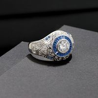 Bague élégante à motif rétro en argent sterling 925 personnalisable, zircon de qualité 5A, bague noble de haute qualité pour homme