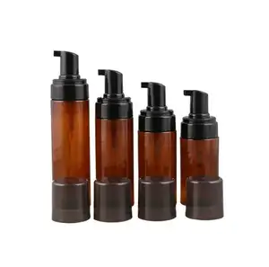 Benutzer definierte 3,3 Unzen 4 Unzen 5 Unzen 6,7 Unzen Leere Bernstein Schwarz Schaum pumpe Flasche Selbst bräunender Schaum behälter 150ml 200ml mit schwarzer Schaum pumpe