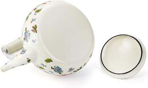 Théière en acier inoxydable émaillé de 2,5 L avec poignée, compatible gaz et induction, design rétro floral coloré - Product Image 4