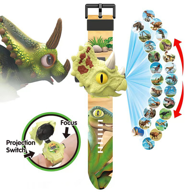 Children Cartoon Dinosaur Flip Projection Watch Light up Toy Kids Led Projector Watch