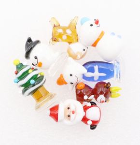 ムラノアートガラス工芸品サンタクロース彫刻手作り雪だるまかわいい鹿動物クリスマスのための小さなクリスマスツリーの置物 - Product Image 1
