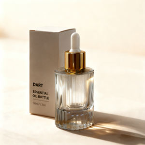 Botella de Vidrio de Alta Transparencia para Aceites Esenciales de 30/50 ml con Gotero y Tapa Dorada para Aromaterapia, Cuidado de la Piel y Aceite Capilar - Product Image 1