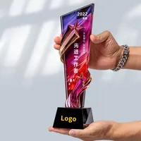 Trophée en cristal de verre pour compétition, souvenirs, trophée en cristal coloré, couleur personnalisée, trophée de récompense en cristal imprimé en 3D